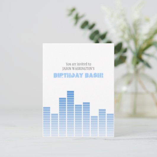 Blue Equalizer Einladungspostkarte (Stehend Vorderseite)