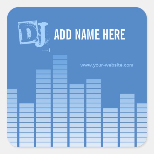 Blue Equalizer Quadratischer Aufkleber (Vorderseite)