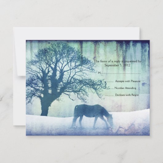 Blue Equestrian Wedding RSVP Karte (Vorderseite)