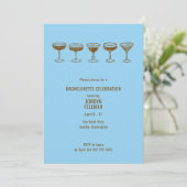 Blue Espresso Martini Bachelorette w/QR Code Einladung (Stehend Vorderseite)