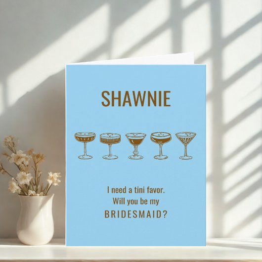 Blue Espresso Martini Werden Sie meine Bridesmaid? Einladung