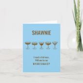 Blue Espresso Martini Werden Sie meine Bridesmaid? Einladung (Vorderseite)