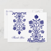 Blue Etched Floral Custom Vielen Dank Postkarten (Vorne/Hinten)