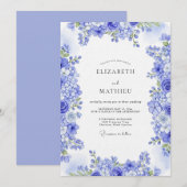 Blue Ethereal Botanical Wedding Einladung (Vorne/Hinten)