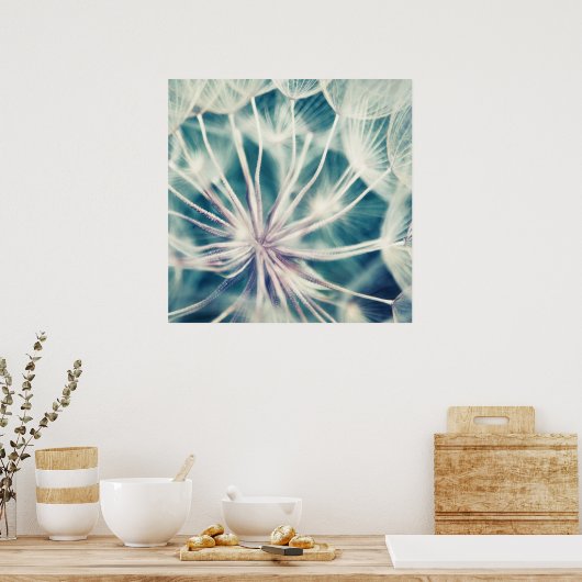 Blue Ethereal Dandalion Macro Poster (Küche)