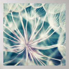 Blue Ethereal Dandalion Macro Poster
