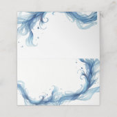Blue Ethereal Ribbon Table Platzkarte (Außenseite Aufgefaltet)
