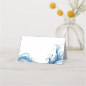 Blue Ethereal Ribbon Table Platzkarte (Rückseite)