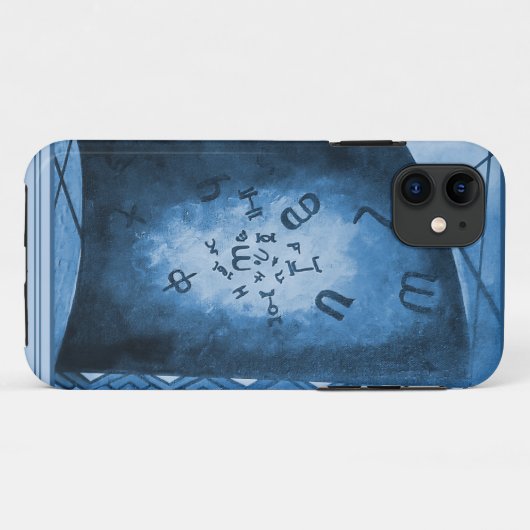 Blue Ethiopian Letters Art Case-Mate iPhone Hülle (Rückseite (Horizontal))