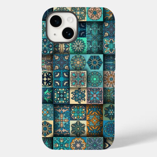 Blue Ethnic Blume Mandala | iPhone 14 Case-Mate Hülle (Rückseite)