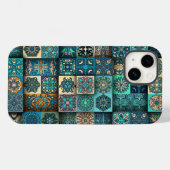 Blue Ethnic Blume Mandala | iPhone 14 Case-Mate Hülle (Rückseite (Horizontal))