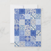 Blue Ethnic Boho Mediterranean Tiles Hochzeit Einladung (Rückseite)