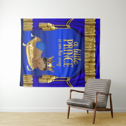 Blue Ethnic Prince Baby Dusche Hintergrund Wandteppich (Beispiel (Horizontal))