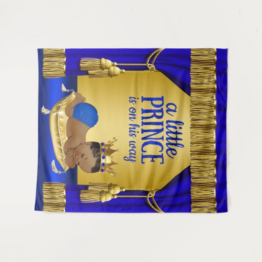 Blue Ethnic Prince Boy Babydusche Hintergrund Wandteppich (Vorderseite (Horizontal))