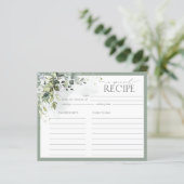 Blue Eucalyptus Botanical Shower Rezeptkarte von D (Stehend Vorderseite)