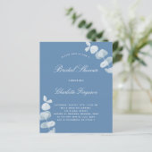 Blue eucalyptus bridal shower budget invitation (Stehend Vorderseite)