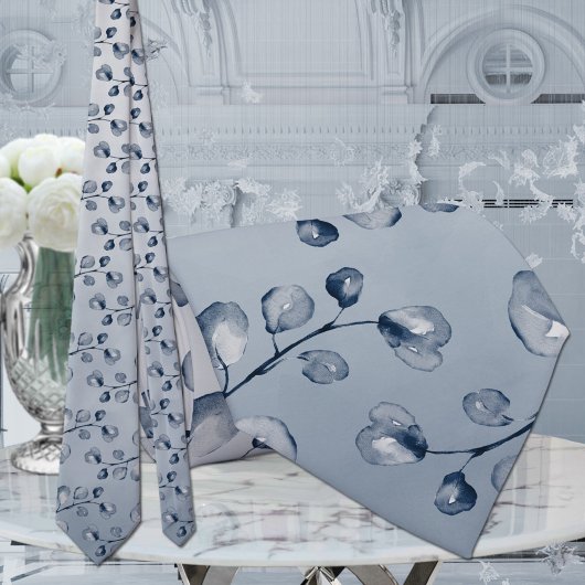 Blue Eucalyptus Elegant Wedding Krawatte
