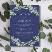 Blue Eucalyptus Greenery Wedding Einladung