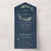 Blue Eucalyptus Greenery Wedding Elegant All In One Einladung (Innen Boden)