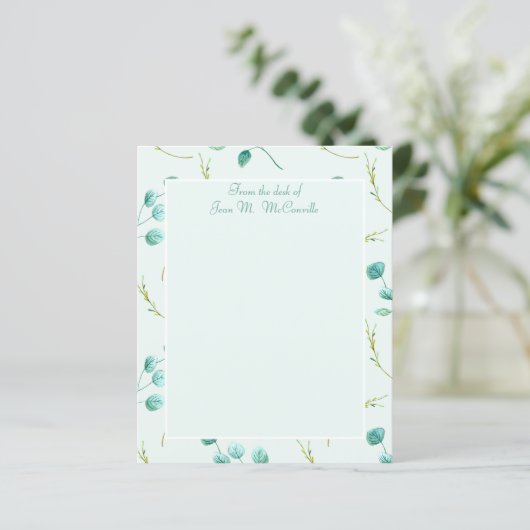 Blue Eucalyptus Personal oder Business Stationery (Stehend Vorderseite)