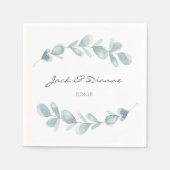 Blue Eucalyptus Personalisiert Wedding Napkin Serviette (Vorderseite)