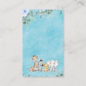 Blue Eucalyptus Safari Baby Showbuchanfrage Visitenkarte (Rückseite)