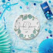 Blue Eucalyptus Script Name Date Brautparty Pappteller (Party)