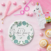 Blue Eucalyptus Script Name Date Brautparty Pappteller (Party)