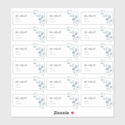Blue Eucalyptus Sprig Guest Address Labels (Blatt)