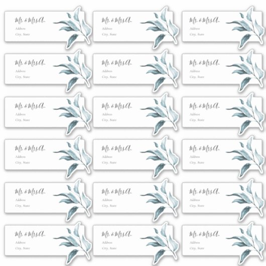 Blue Eucalyptus Sprig Guest Address Labels (Vorderseite)