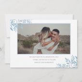 Blue Eucalyptus Wedding Bold Text & Foto Save The Date (Rückseite)