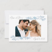 Blue Eucalyptus Wedding Foto Danke Karte (Vorderseite)
