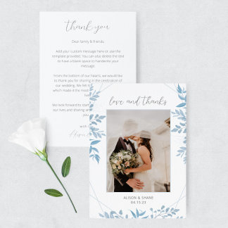 Blue Eucalyptus Wedding Foto Danke Karte