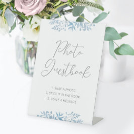 Blue Eucalyptus Wedding Foto Guestbook Sockelschild