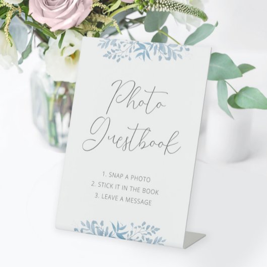 Blue Eucalyptus Wedding Foto Guestbook Sockelschild