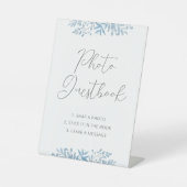 Blue Eucalyptus Wedding Foto Guestbook Sockelschild (Vorderseite)