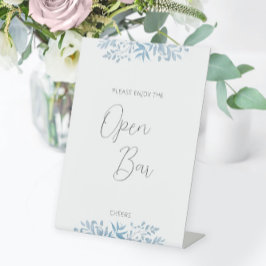 Blue Eucalyptus Wedding Open Bar Pedestal Sign Sockelschild