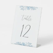 Blue Eucalyptus Wedding Tischnummer Sockelschild (Vorderseite)