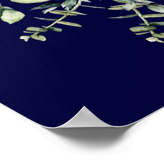 Blue Eucalyptus Wedding Welcome Poster (Ecke)