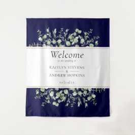 Blue Eucalyptus Wedding Welcome Wandteppich