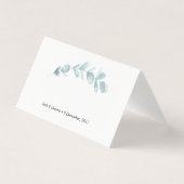 Blue Eucalyptus Zelt Cards | Hochzeitsplatzkarten (Vorderseite)