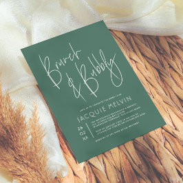 Blue & Eukalyptus Green Brunch & Bubbly Bridal Einladung