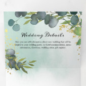 Blue Eukalyptus Greenery 3 in 1 Wedding Dreifach Gefaltete Einladung (Innen Erste Seite)