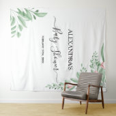 Blue Eukalyptus Greenery Baby Dusche Hintergrund Wandteppich (Beispiel (Horizontal))