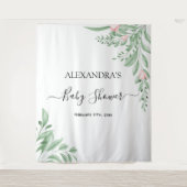 Blue Eukalyptus Greenery Baby Dusche Hintergrund Wandteppich (Vorderseite)