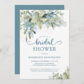 Blue Eukalyptus Greenery Brautparty Einladung (Vorne/Hinten)