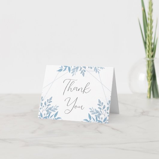 Blue Eukalyptus Wedding Falten Danke Karten (Vorderseite)