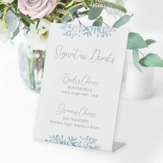 Blue Eukalyptus Wedding Signature Drinks Sockelschild