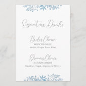 Blue Eukalyptus Wedding Signature Drinks Zeichen (Vorderseite)
