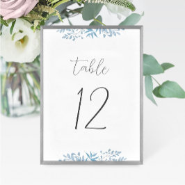 Blue Eukalyptus Wedding Tischnummer Card
